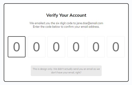 Verify Account UI